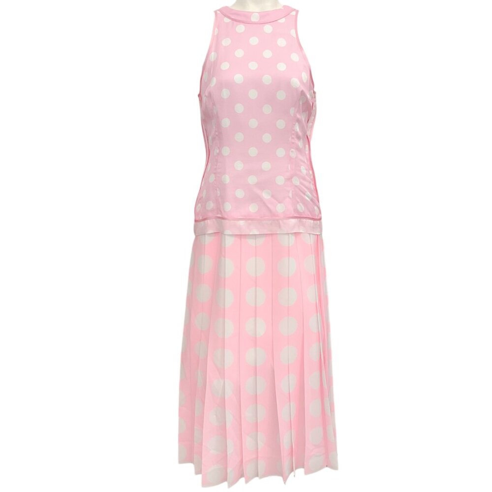 Vivetta Pink / White Pleated Polka Dot Dress